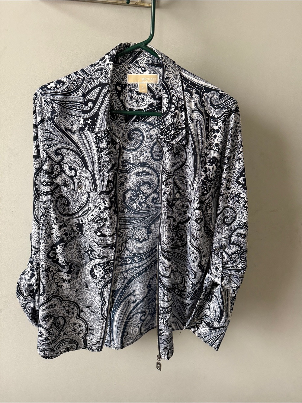 Michael Kors Black & White Paisley Button-Down Shirt